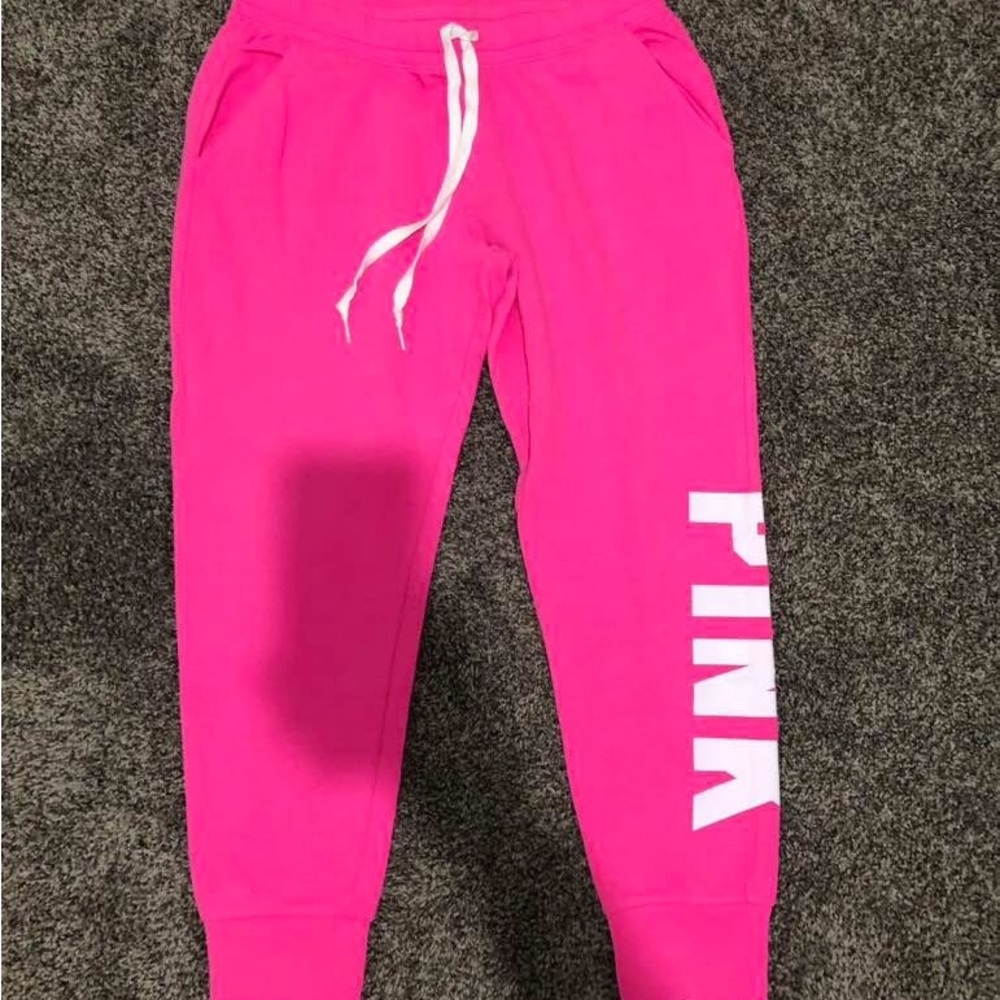 Pink Victoria’s Secret neon joggers